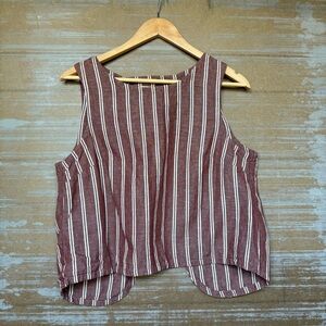 Pact Linen Stripe Canopy Top Tulip Back Classic Preppy Beachy Womens M